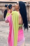 Lassitude 1-Minute Ready To Wear Pink and Perrot Georgette Saree