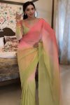 Lassitude 1-Minute Ready To Wear Pink and Perrot Georgette Saree