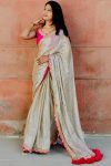 Precious Beige Tissue Silk Saree With Beautiful Blouse Piece