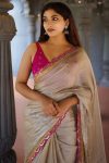 Precious Beige Tissue Silk Saree With Beautiful Blouse Piece