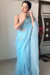 Beautiful 1-Minute Ready To Wear Sky Organza Silk Saree