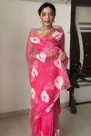 Pretty 1-Minute Ready To Wear Dark Pink Organza Silk Saree