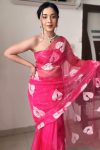 Pretty 1-Minute Ready To Wear Dark Pink Organza Silk Saree