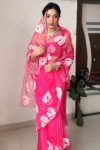 Pretty 1-Minute Ready To Wear Dark Pink Organza Silk Saree