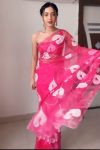 Pretty 1-Minute Ready To Wear Dark Pink Organza Silk Saree