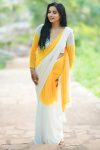 Impressive 1-Minute Ready To Wear Yellow & White Georgette Saree