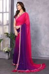 Gleaming 1-Minute Ready To Wear Dark Pink and Purple Georgette Saree