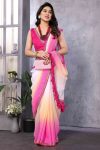 Mesmerising 1-Minute Ready To Wear Pink and Sky Georgette Saree