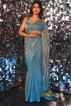 Eye-catching Firozi Fancy Silk Saree With Stitched Blouse Piece