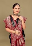 Stunning Black Pure Georgette Saree with Batik Pattern, Zari Woven Border, and Butta Motifs