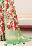Vibrant Multicolor Organza Saree with Blooming Floral Patterns, Elegant Zari Woven Border, and a Regal Pallu