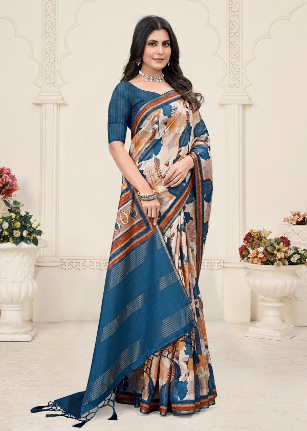 Vibrant Multicolor Tussar Silk Saree with Digital Abstract Motifs, Zari Accents and Chit Pallu