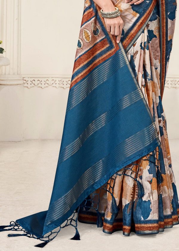 Vibrant Multicolor Tussar Silk Saree with Digital Abstract Motifs, Zari Accents and Chit Pallu