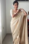 Lassitude 1-Minute Ready To Wear Beige Kanjivaram Silk Saree