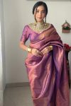 Quintessential 1-Minute Ready To Wear Purple Kanjivaram Silk Saree