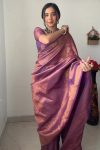 Quintessential 1-Minute Ready To Wear Purple Kanjivaram Silk Saree