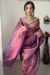 Quintessential 1-Minute Ready To Wear Purple Kanjivaram Silk Saree