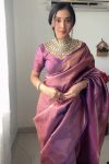 Quintessential 1-Minute Ready To Wear Purple Kanjivaram Silk Saree