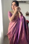 Quintessential 1-Minute Ready To Wear Purple Kanjivaram Silk Saree